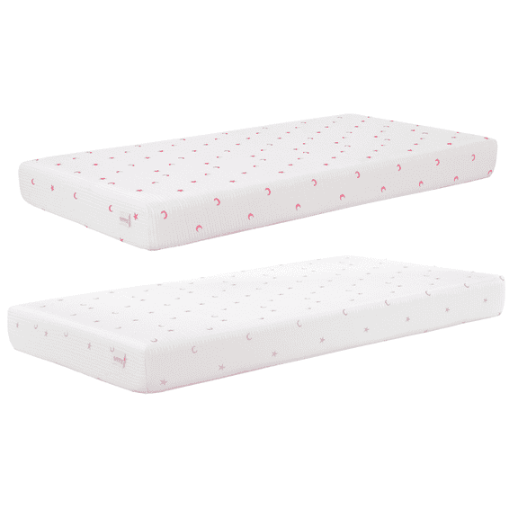 Brookshire Rest 5 Inch Twin Mattress for Bunk Beds Pink and Grey, Trundle Mattress with Zipper Cover (Pack of 2)