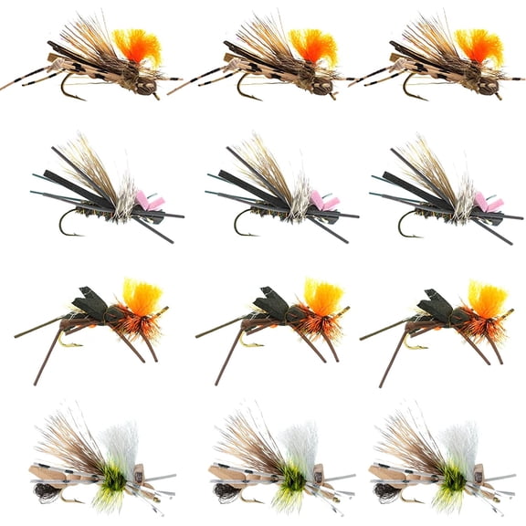 Foam Grasshopper Flies - 4 Hopper Patterns (12 Flies)