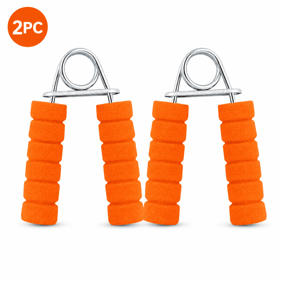 Foam Grip Strength Trainer 2-Pack Hand Exercise Tool Steel Core Hand Gripper with Soft Sponge Handle, Portable Finger Wrist Training Equipment for Daily Use, Orange Black