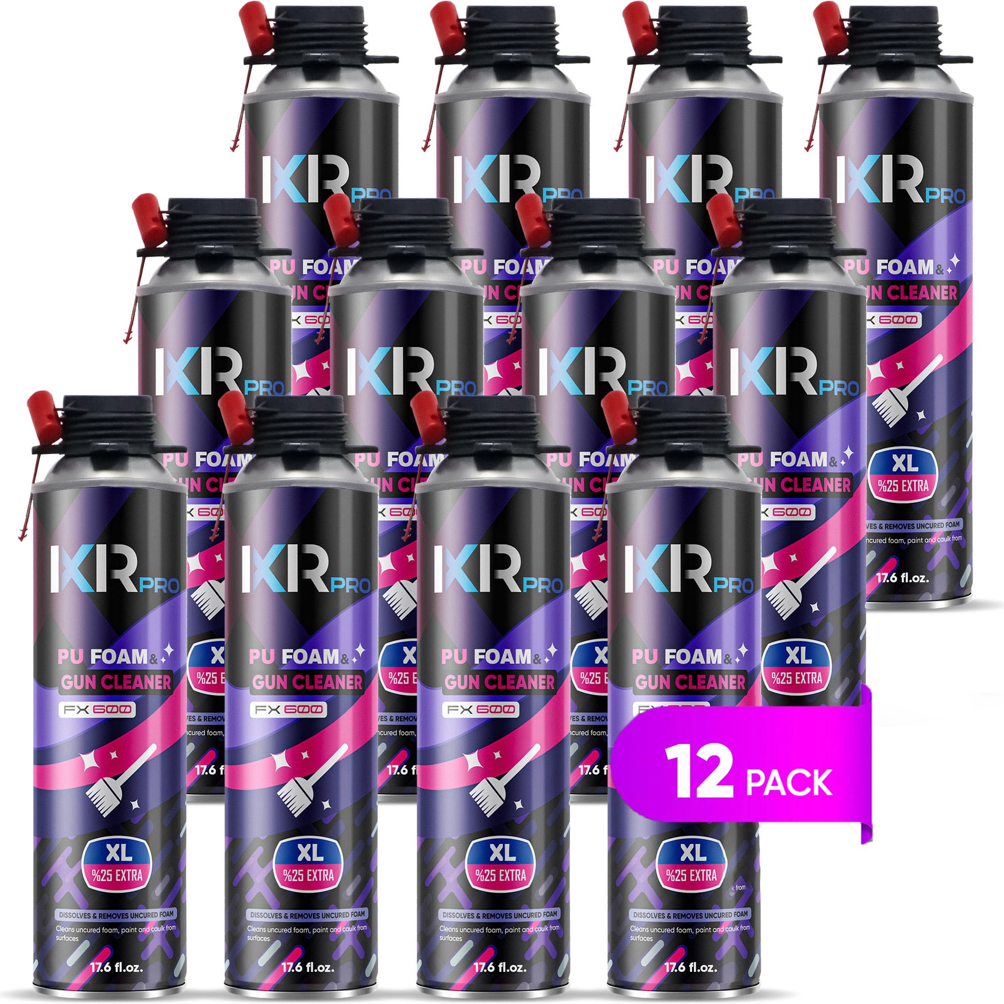 Foam Gun Cleaner (12 x 9.8 oz. / 277 g) Spray Foam Gun Cleaner, Cured Foam Remover, Foam