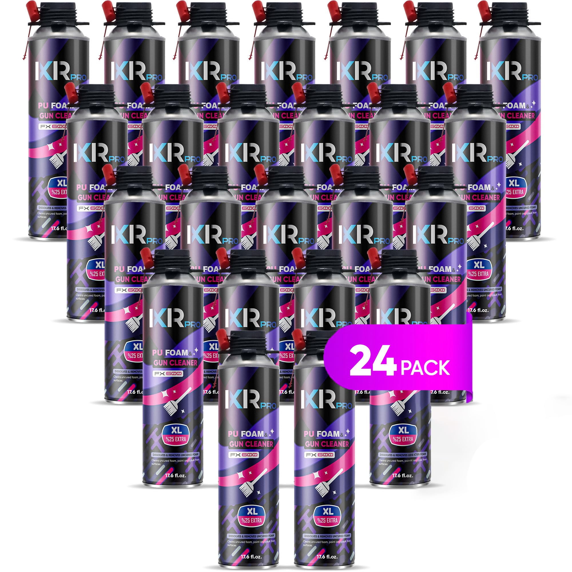 Foam Gun Cleaner (24 x 9.8 oz. / 277 g) Spray Foam Gun Cleaner, Cured Foam Remover, Foam