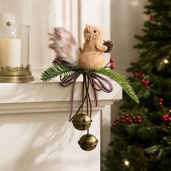 Foam Hanging Ornament with Jingle Bell Door Decor, Figure Christmas Tree Decoration Themed Hanging for Door, Wall, Window, Tree and Holiday Party Decor, A
