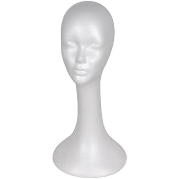 Foam Head Wig Head Mannequin Head for Wigs Wig Head Stand Mannequin Female Foam Long Neck Head Model Hair Hat Wig Glasses Stand Display 19.3" Long Neck Foam Female Head Model styrofoam wig head stand