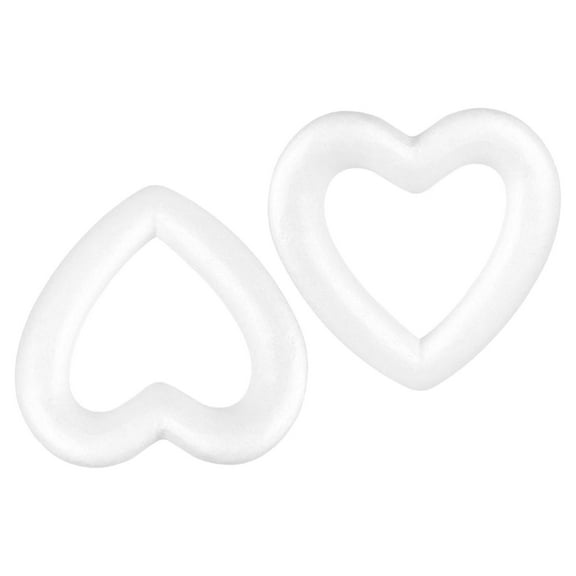 Foam Hearts - Hollow Shapes Wreath Crafts Ball Love Shaped, Customize w/ Flowers, Paint, Rope, Twine, Ribbon,, Embellishments - 2PCS/20CM