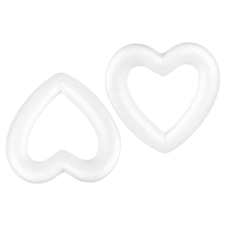Foam Hearts - Hollow Shapes Wreath Crafts Ball Love Shaped, Customize w/  Flowers, Paint, Rope, Twine, Ribbon,, Embellishments - 2PCS/20CM