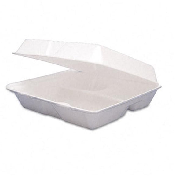 Foam Hinged Carryout Containers - White - 8.375in. x 7.875in. x 3.25in. - Pack of 200 - Insulated Design