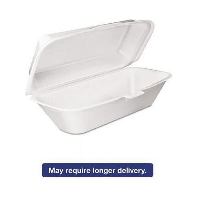 Foam Hinged Lid Container, Hoagie Container with Removable Lid, 5.3 x 9.8 x 3.3, White, 125/Bag, 4 Bags/Carton Foam Hinged Lid Container, Hoagie Container with Removable Lid, 5.3 x 9.8 x 3.3, White, 125/Bag, 4 Bags/Carton