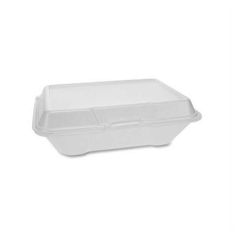 Foam Hinged Lid Container, Single Tab Lock #205 Utility, 9.19 x 6.5 x 2.75, White, 150/Carton Foam Hinged Lid Container, Single Tab Lock #205 Utility, 9.19 x 6.5 x 2.75, White, 150/Carton