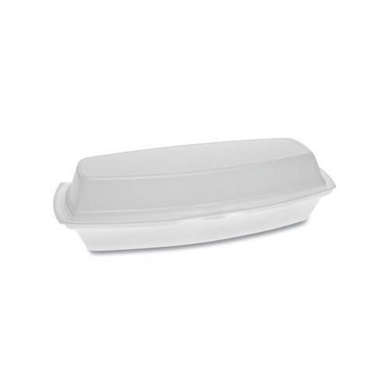 Foam Hinged Lid Container, Single Tab Lock Hot Dog, 7.25 x 3 x 2, White, 504/Carton Foam Hinged Lid Container, Single Tab Lock Hot Dog, 7.25 x 3 x 2, White, 504/Carton