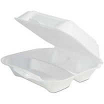 Foam Hinged Lid Hot and Cold 3-compartment container Large 9X9 White 200 count