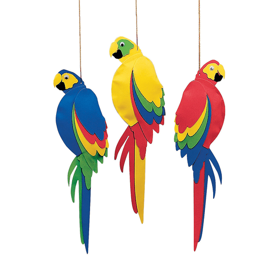 Foam Jumbo Parrots - Party Decor - 12 Pieces