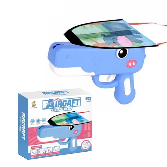 Foam Launcher Toy Dinosaur Catapult Kite Gun for Kids Outdoor Flying, Easy-Load Aircraft with Long Flight Distance, Birthday Gift for Boys Girls