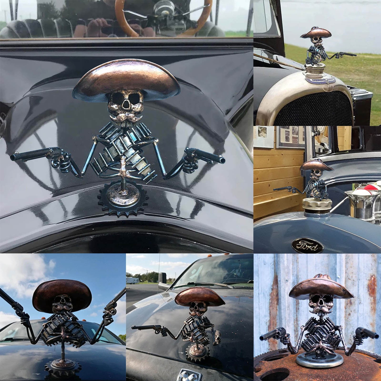 Foam Leather for Car Seats Cowboy Gunner Hood Decoration Sculpture Hood