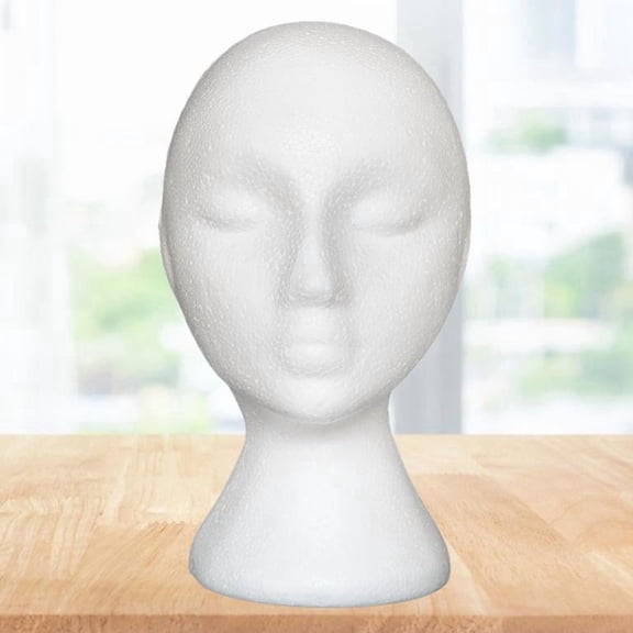 Foam Mannequin Female Wig Head Stand , Mannequin Head for Wigs , Wig Holder - Round Base , 53.5cm Circumference 28cm Height Foam Mannequin -1 Piece