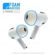 Foam Masters Premium Memory Foam Ear Tips For AirPods Pro | 3 Pairs | Replacement Buds | Version 3.0 | Small, Med, Large | WHITE