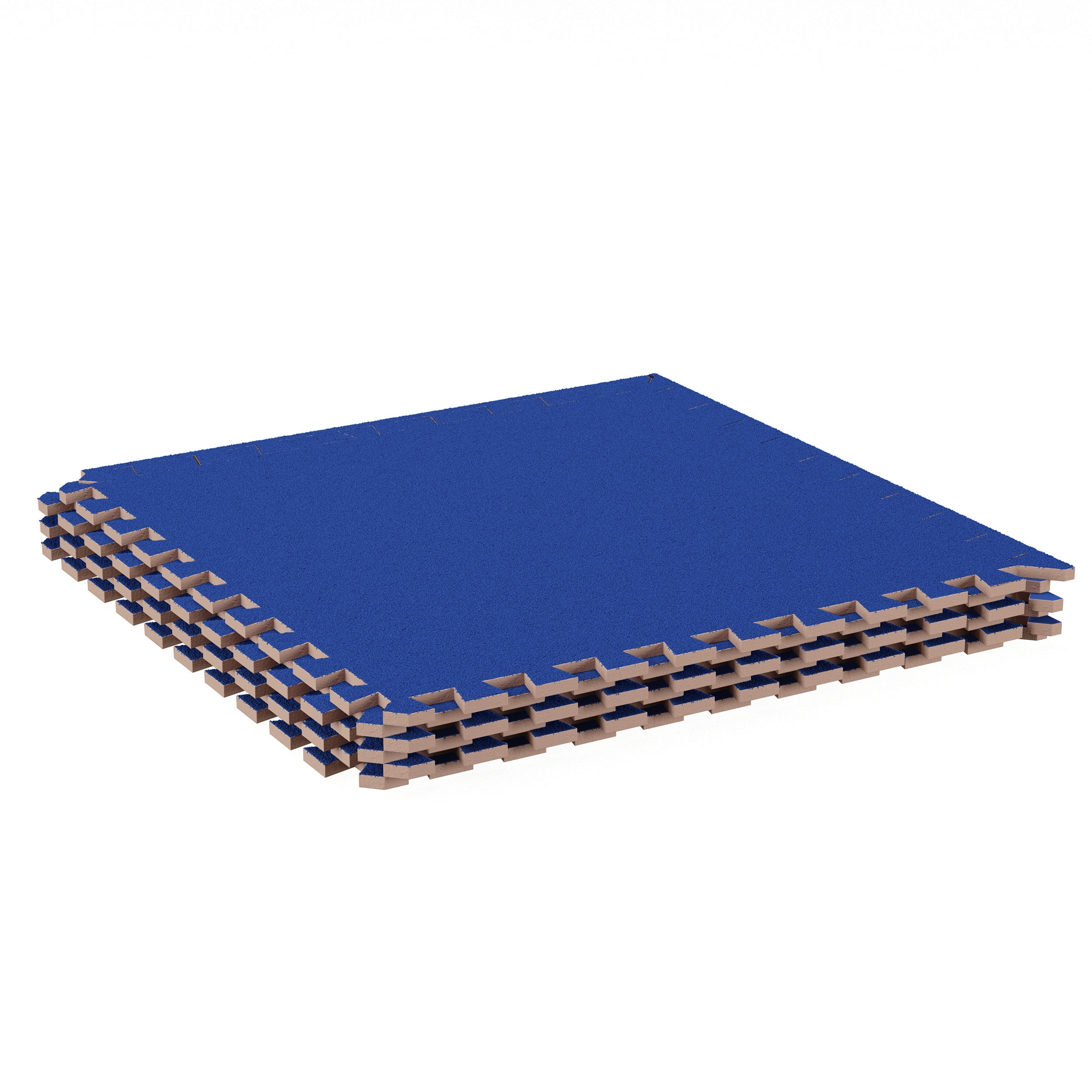 Foam Mat Floor Tiles-Interlocking EVA Foam Padding with Soft Carpet Top for Exercise, Yoga, Kids Playroom, Garage, Basement-6PC Set by Stalwart (Blue)