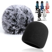 YOUSHARES Foam Microphone Windscreen with Furry Windscreen Muff - Mic Wind Cover Pop Filter for Blue Yeti, Blue Yeti Pro USB Microphone 2 Pack
