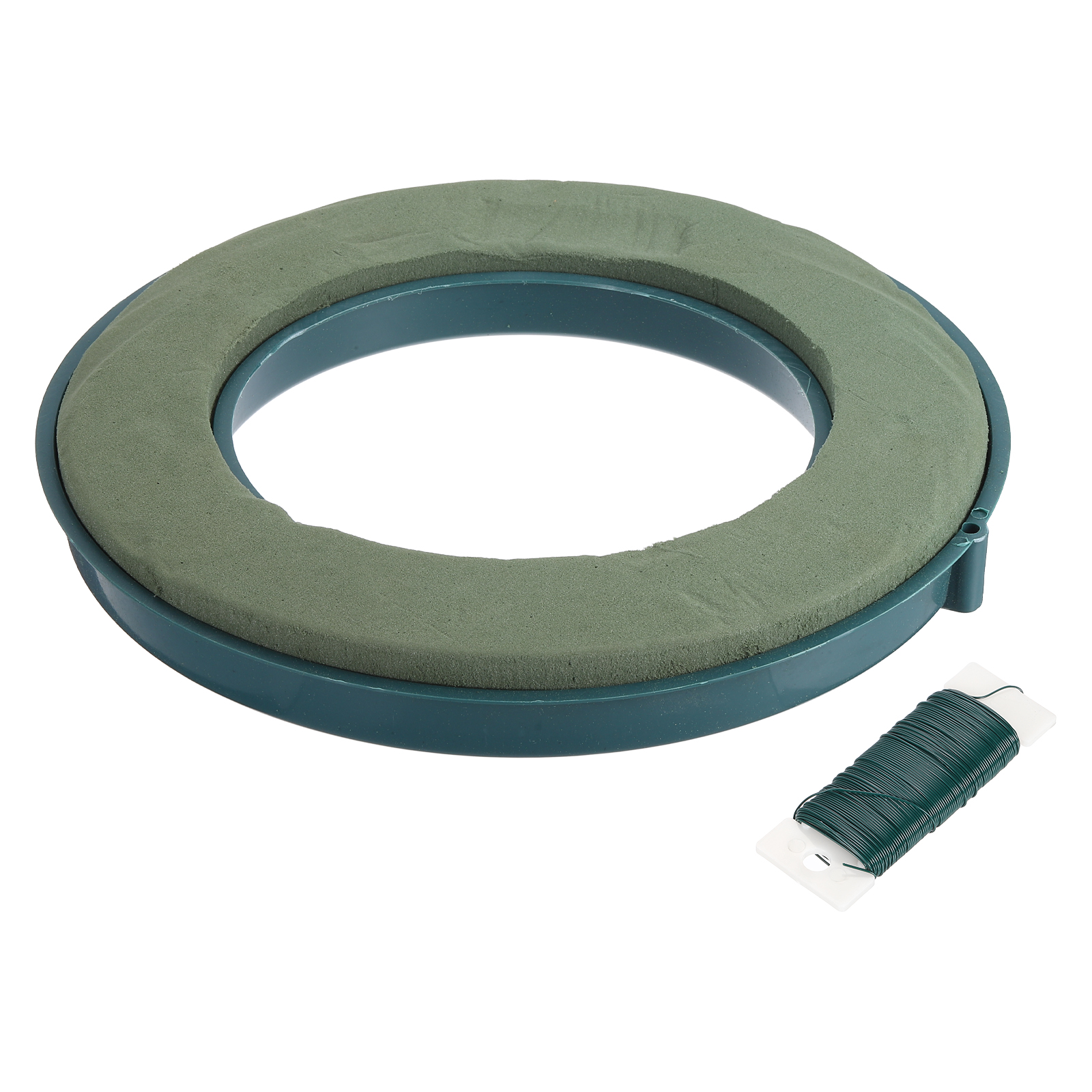 Foam Mud Block Ring Flower Foam Ring with Suction Cup 30CM Green Car Flower Mud for Holiday Decoration Wedding Car Decor