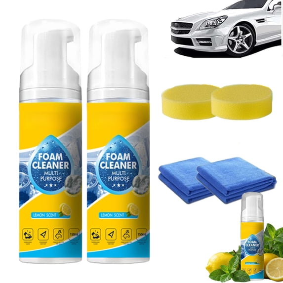 Foam No-Rinse Cleaner, 4-In-1 Multi-Enzyme Foam Cleaner for Car Interior, Upholstery & Kitchen Stains - Powerful Waterless Stain Remover & Degreaser