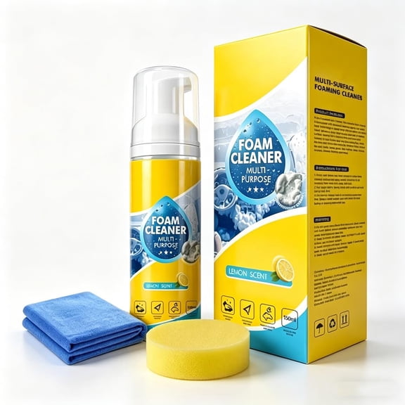 Foam No-Rinse Cleaner, 4-in-1 Multi-enzyme Foam Cleaner Deep Clean Car, Kitchen, Bathroom & Sofa, Multi-enzyme Foam Cleaner | Professional 4-in-1 Deep Stain & Grease Remover for Home & Auto(1Pc)