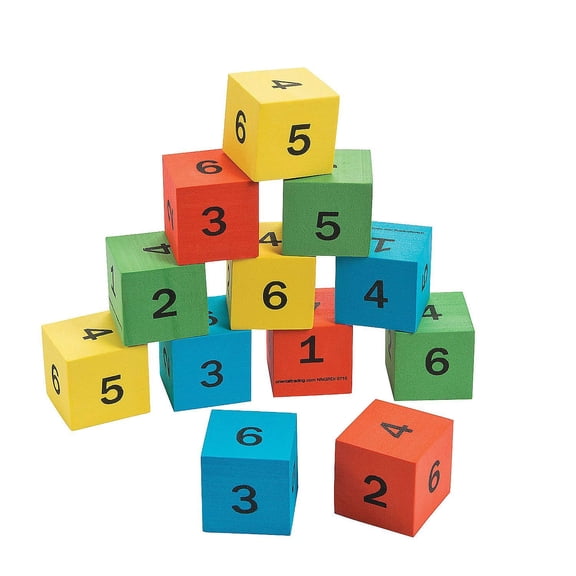 Foam Number Math Dice - Educational - 12 Pieces