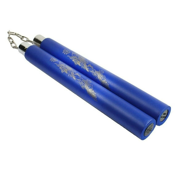 Foam Nunchucks Nunchakus Dragon Pattern for Martial Art Karate Training - Blue