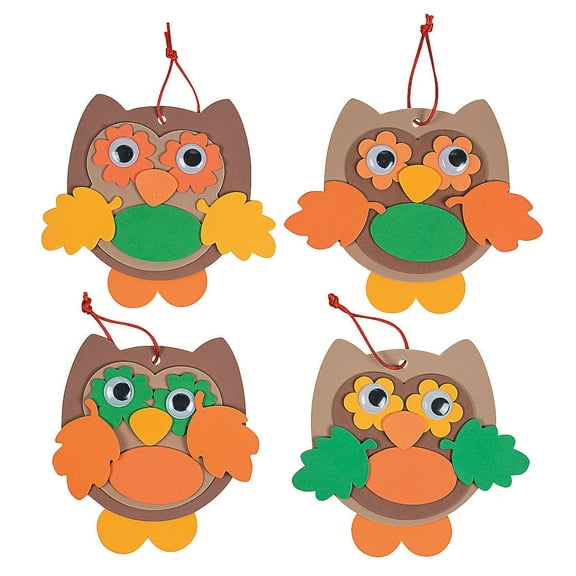 Foam Owl Ornaments - Craft Kits - 12 Pieces