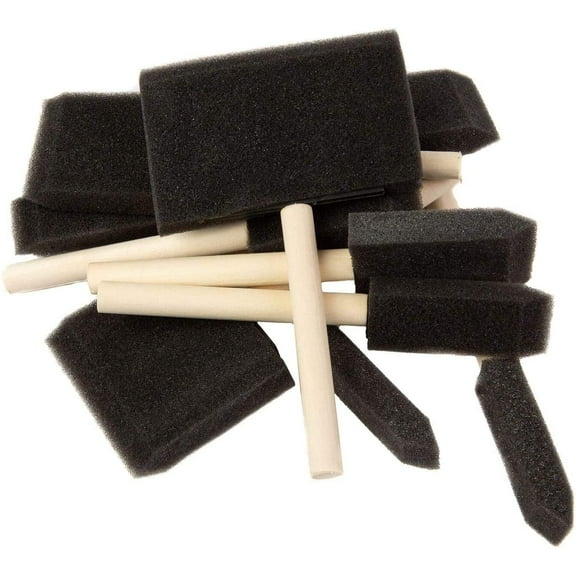 Foam Paint Brushes with Wood Handles, 12 piece assortment