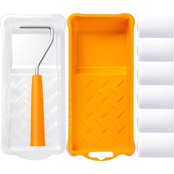 Foam Paint Roller, 2 Inch Mini Paint Roller Kit 9 Pack, Small Paint Roller with Tray and Liner, Small Paint Rollers 2 Inch, Mini Rollers for Painting Furniture, Stenciling, Art Crafts