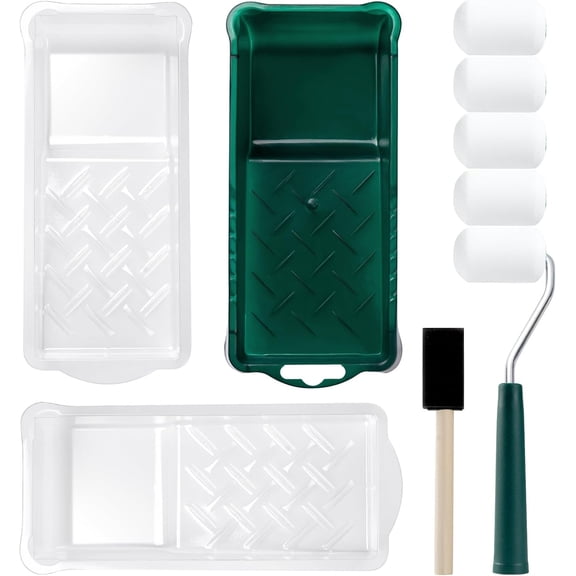 Foam Paint Roller Kit, 10 Pack, 2 Inch Mini Paint Roller with Tray Liners, Sponge Brush, Smooth Rolling Frame & Easy to Clean, Painting Supplies for Small Areas, Furniture, Cabinets, Walls