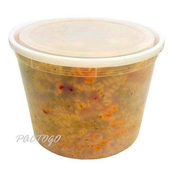 Foam Pak US 128 oz. (Gallon Size) Clear-Translucent Round Plastic Heavy Duty Deli/Soup Freezer Food Container w/Lids - 100% BPA Free (Pack of 15 Sets)
