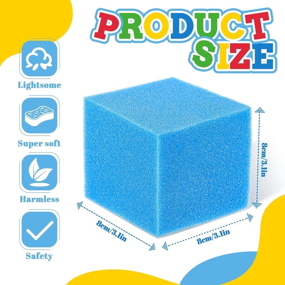 Foam Pit Cubes Blocks 3.1 x 3.1 x 3.1 Inch Colorful Flame Retardant Educational Autistic Building Blocks for Trampoline Arenas, Gymnastics, Parkour Courses Skateboard Parks Playground