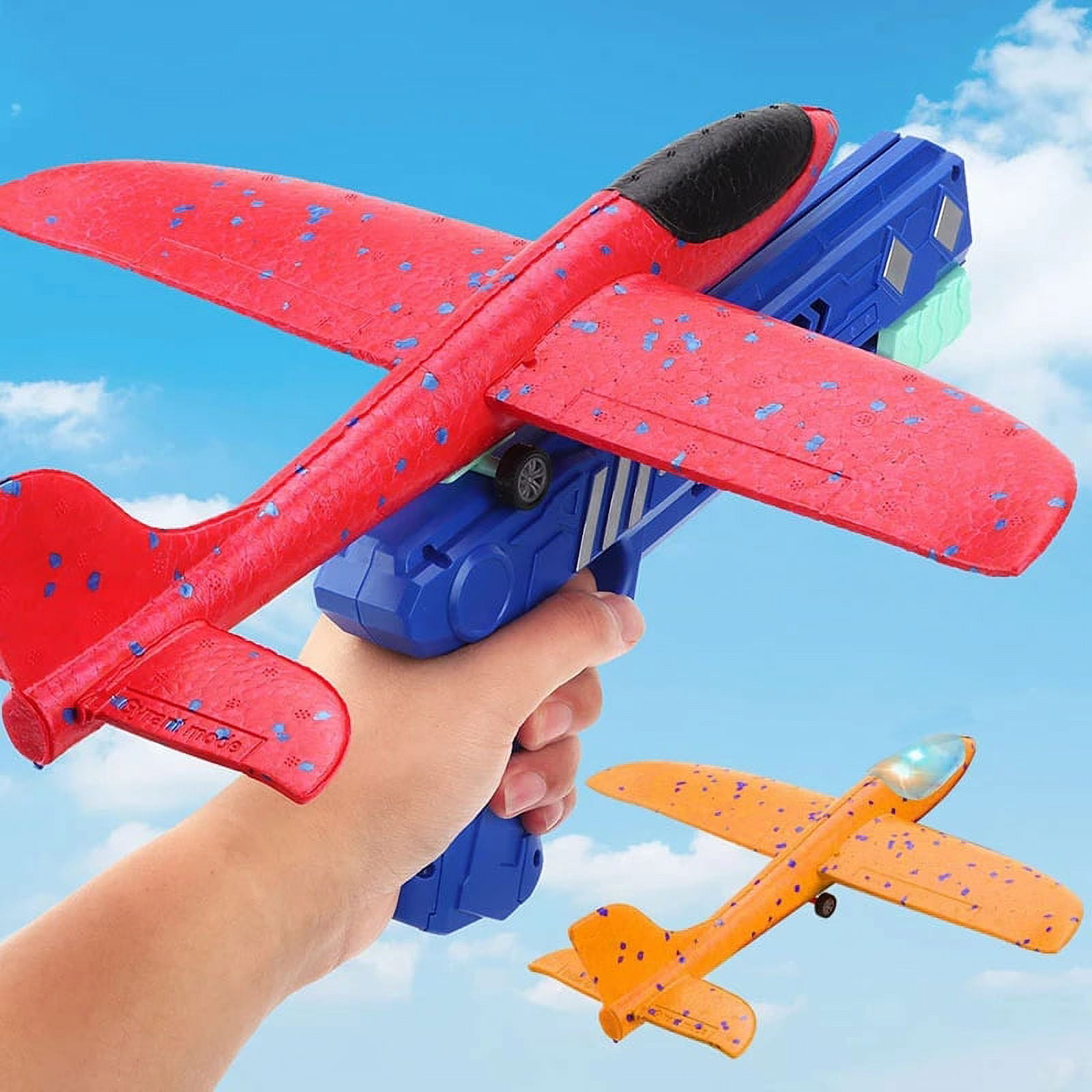 Foam Plane 10M Launcher Catapult Airplane Gun Toy Children Outdoor Game Bubble Model Shooting Fly Roundabout Toys