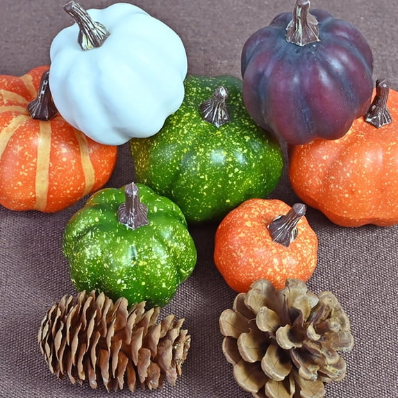 Foam Pumpkin Ornament, Artificial Halloween Pumpkin for Fall Counter Centerpiece, Light Fake Pumpkin Ornament for Thanksgiving Mantel Home Display