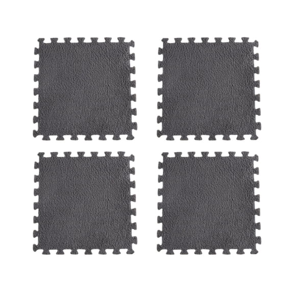 Foam Puzzle Mats, Plush Interlocking Floor Tiles for Bedroom, EVA Carpet Squares for Home Gym and Play Mat, 4 Pack 12x12x0.4in for Home