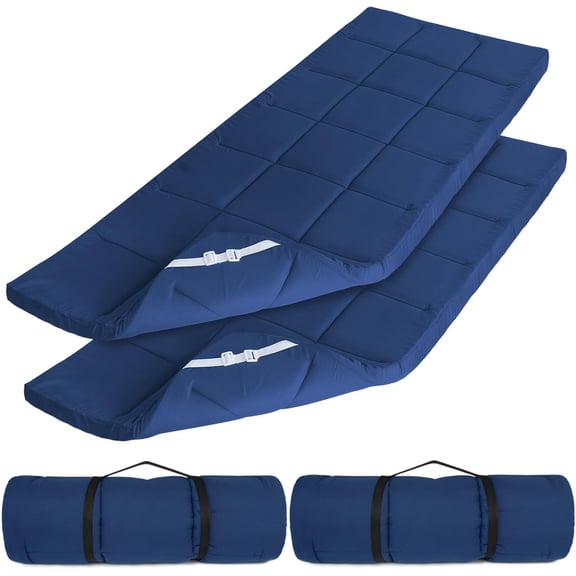 Foam Quilted Cot Mattress Topper 75 x 30 Inch Navy