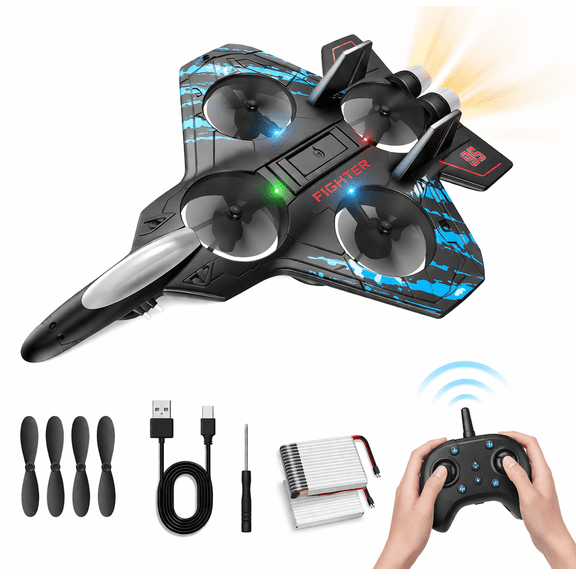 RC Airplane for Kids, Easy-to-Fly Foam Remote Control Plane with LED Lights, Ages 8+