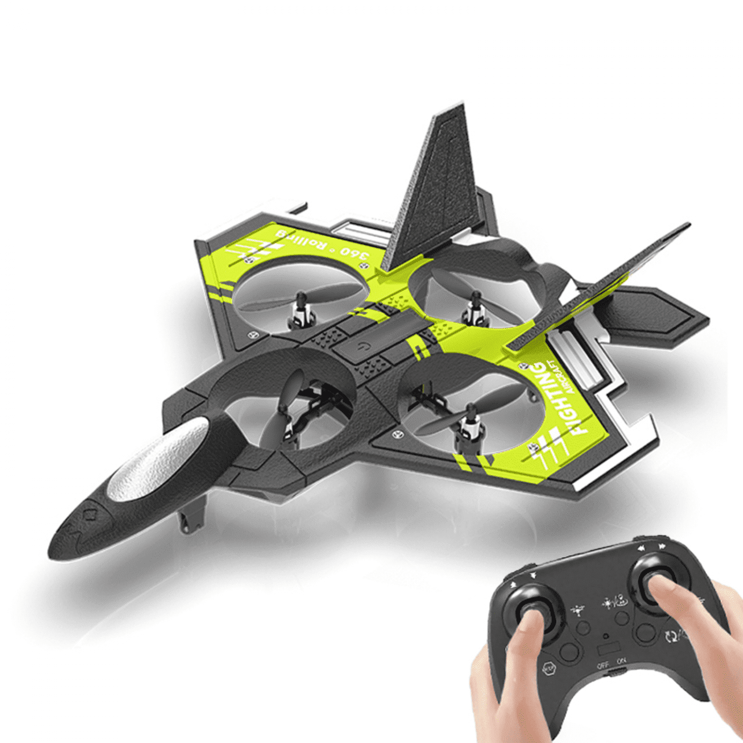 Foam RC Airplane 360° Spin Remote Control Plane with Lights for 6 7 8 Years Birthday Gifts(Green)