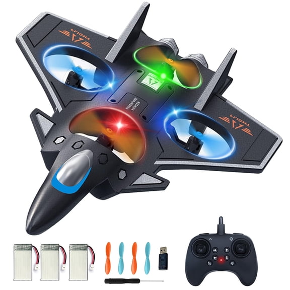 Foam RC Plane Remote Control Airplanes for Kids 8-16, 360 Flip Stunt Roll RC Airplane with Colorful Lights, Airplane Toys Gifts for Boys