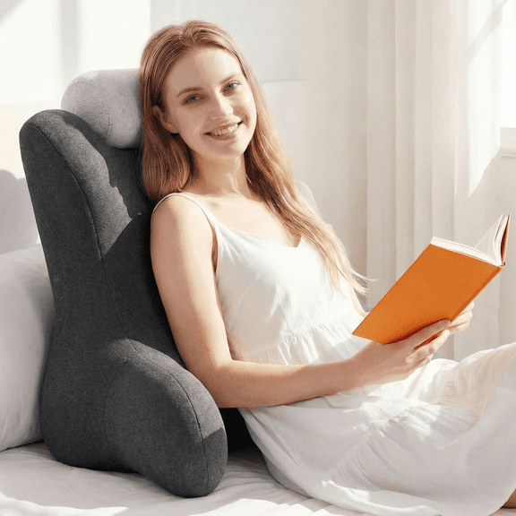 Foam Reading Pillow with Back Support, Memory Foam Wedge for Bed, Sofa & Floor Use