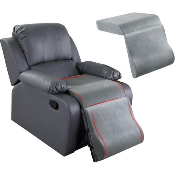 Foam Recliner Cushion with Leg Pillow for Elderly Large Square Seat Cushion Wave Shape Footrest for Armchairs Couch, Medium Thick & Supportive, Non-Slip Design, Light Grey