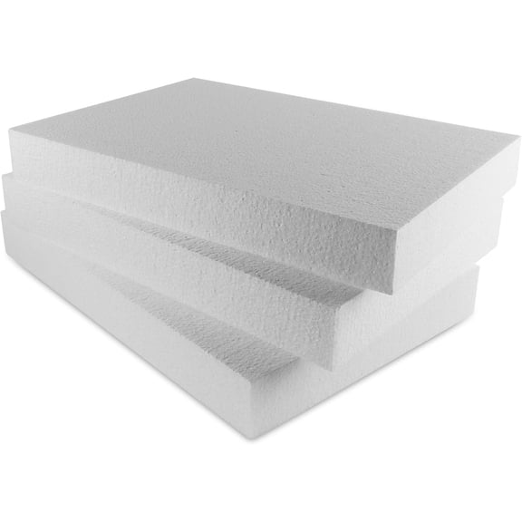 Foam Rectangle Blank Polystyrene Sheet Boards for Arts and Crafts Blank White DIY Project, Party Decorations (16 x 11 x 2 Inches) (3)