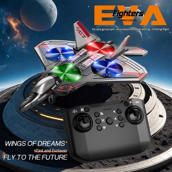 Foam Remote Control AirplaneRC Airplane for Kids, Adults Beginners Fighter Jet with LED Lights, Altitude Hold, 360 Flip Stunt Rotation, Fighter Jet Glider with Auto ReturnFlying Toyred