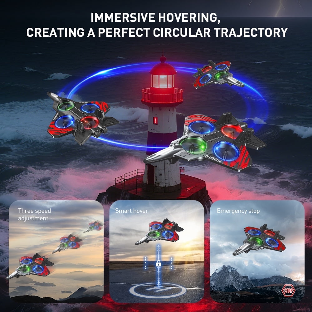 Foam Remote Control Airplane for Ages 14+, RC Fighter Jet with LED Lights, 360° Flip Stunt Roll, Durable EPP Plane Gift for Teens & Adults