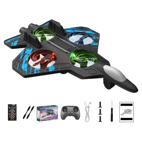 Foam Remote Control Airplanes, RC Planes for Child Adults, RC Airplane Fighter Jet with Light, 360° Flip Fighter Jet Toys, Stunt Roll, Airplane Toy Gifts for Boys, 1 Set, 10.35x8.26x2.36"