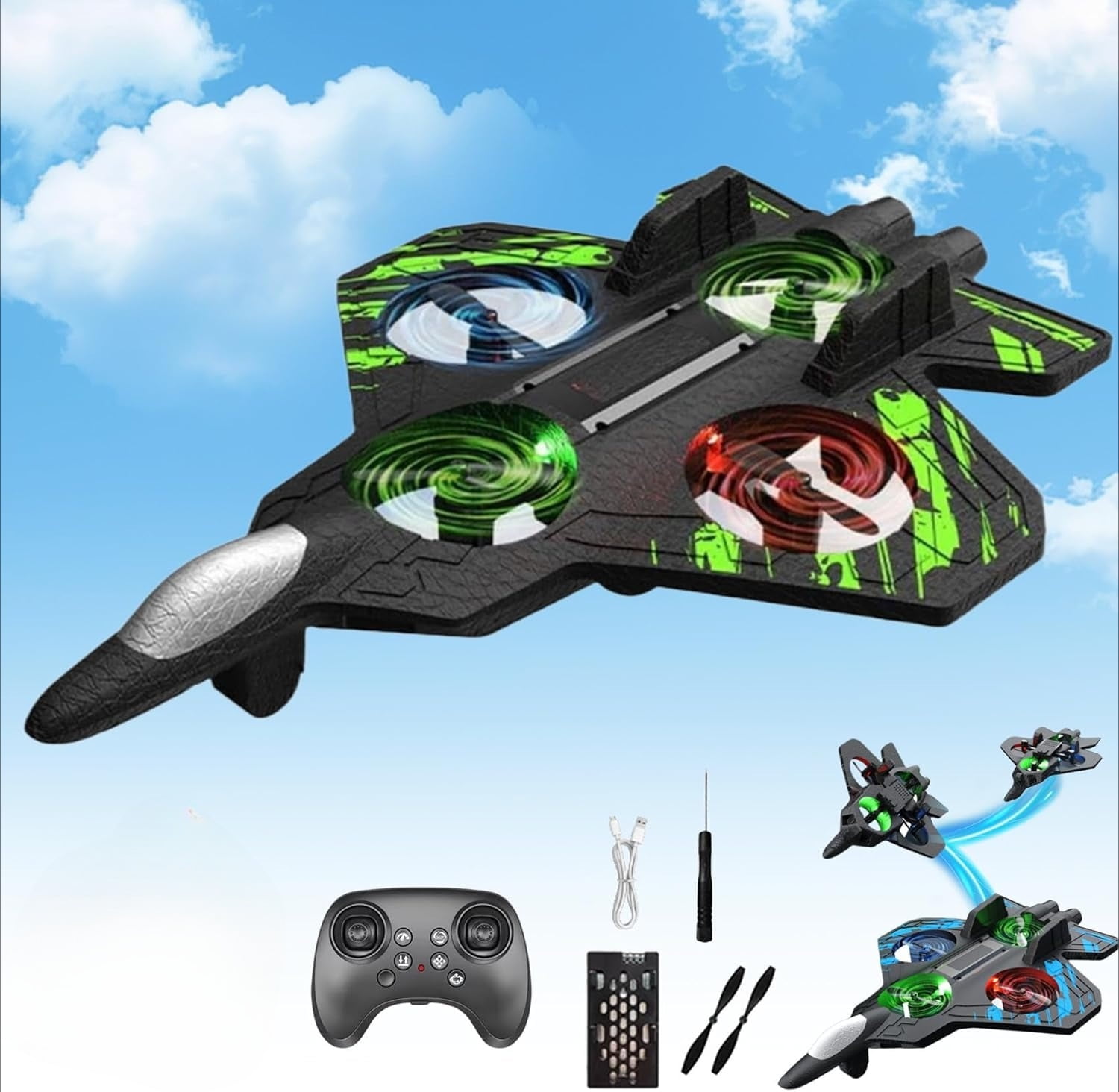 Foam Remote Control Airplanes, Remote Control Airplane with 360° Flips & LED Lights, 2.4ghz Rc Stunt Fighter Jet, Unmatched Speed, Precision, Thrill