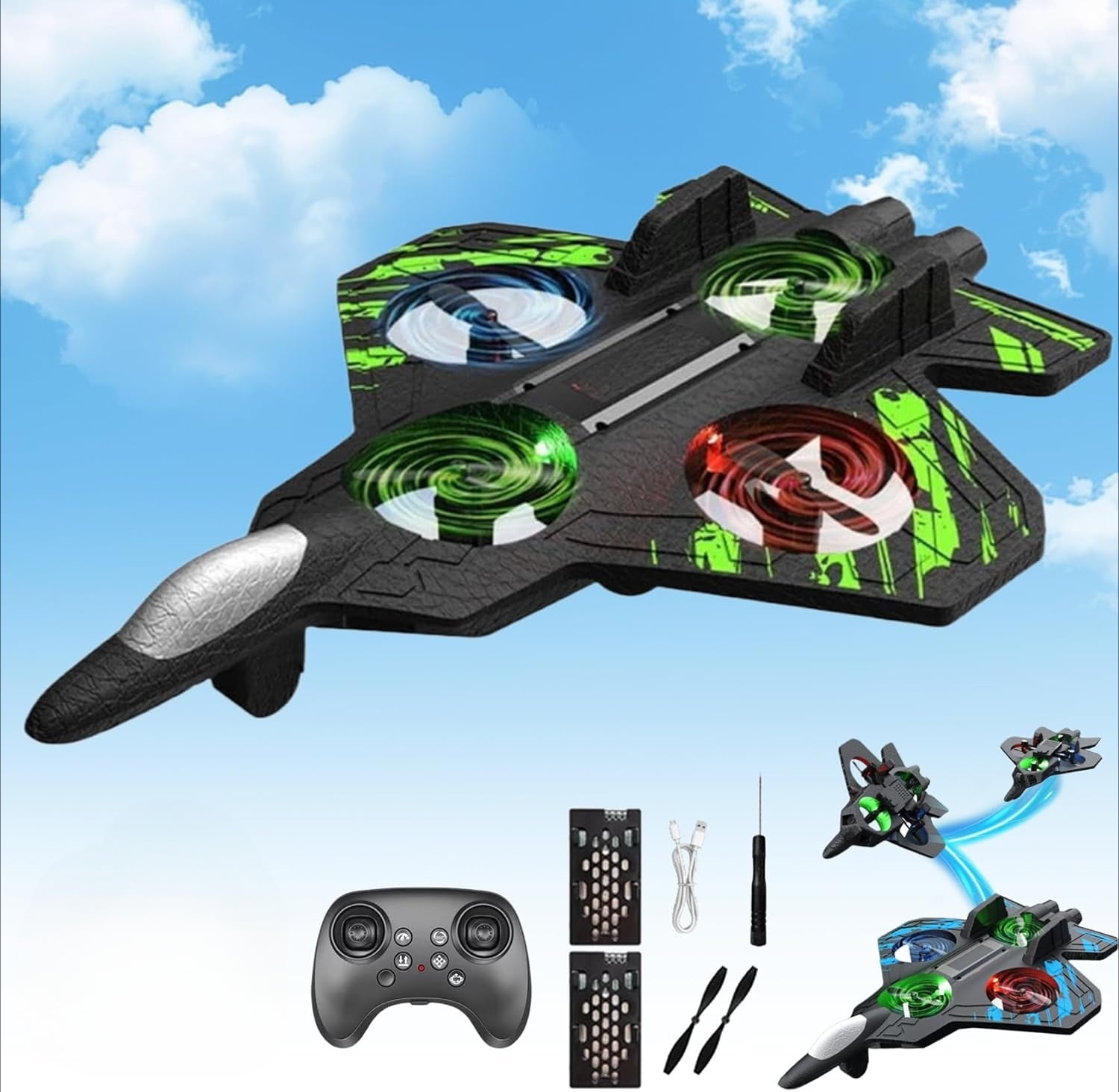 Foam Remote Control Airplanes, Remote Control Airplane with 360° Flips & LED Lights, 2.4ghz Rc Stunt Fighter Jet, Unmatched Speed, Precision, Thrill