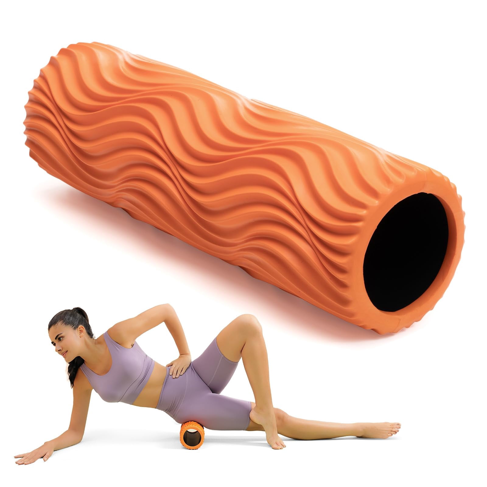 Foam Roller - Massage For & Stretching Wide Wave Textured Deep Pilates Yoga  Athletics Fitness Exercise Whole Body