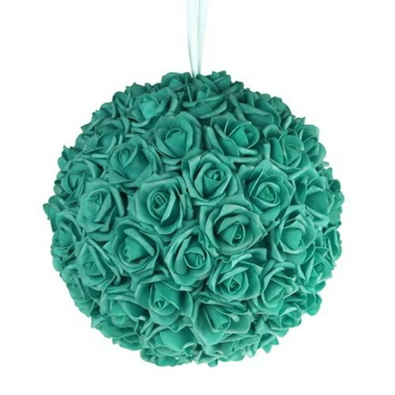 Foam Rose Pomander Flower Kissing Ball 10" AQUA