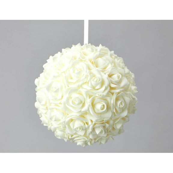 Foam Rose Pomander Flower Kissing Ball 10" Ivory